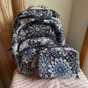 Vera Bradley Backpack and Cosmetic Case Set